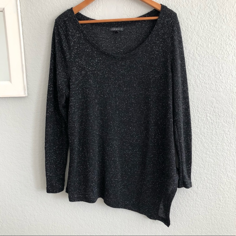 Lane Bryant Black Asymmetrical Sparkle Sweater